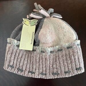 Baabaazulu NWT Unique Ski Cap Winter Hat Upcycled Wool USA Grey Pink Fleece Line